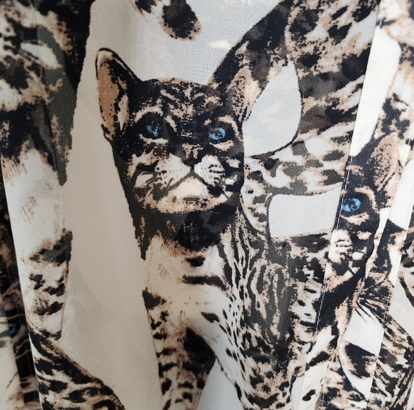 H&M CONSCIOUS Bengal Cat Print Sheer Tunic 8 - Picture 5 of 5